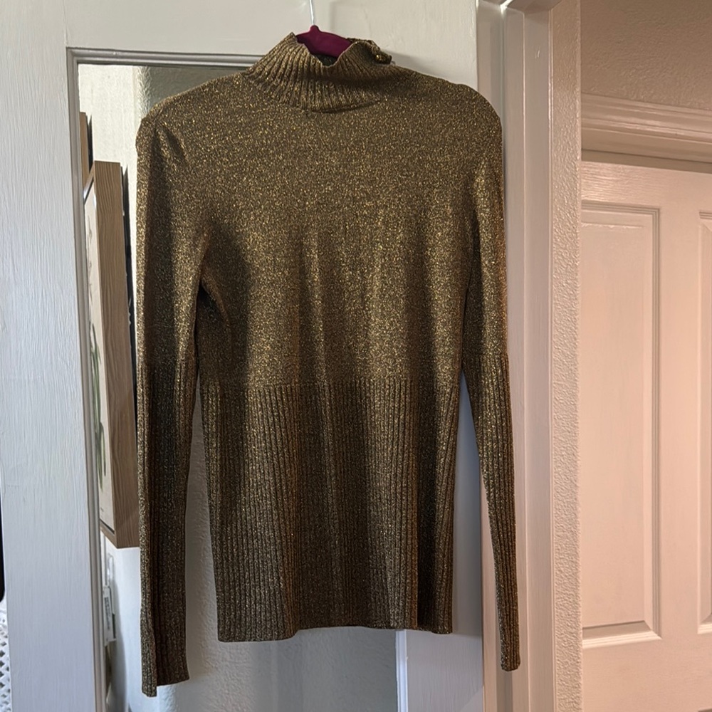 CHANEL Gold Cowl Neck Sweater with Elegant Fit